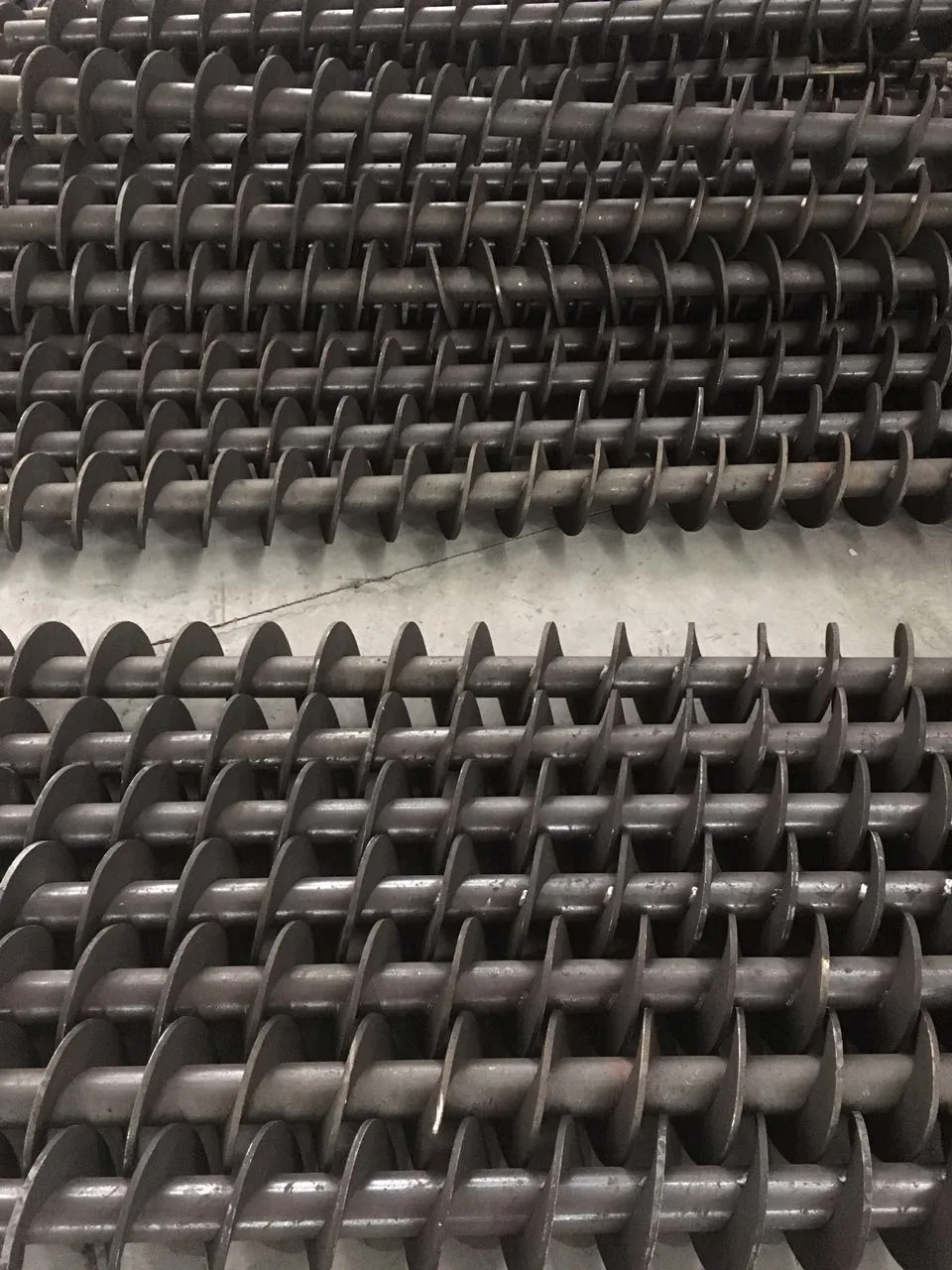 Shafted auger assemblies prepared in the workshop Shafted auger assemblies prepared in the workshop