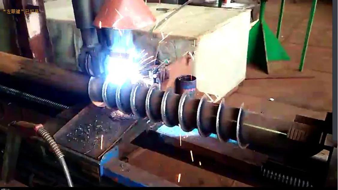 Ground screw spiral welding process in production