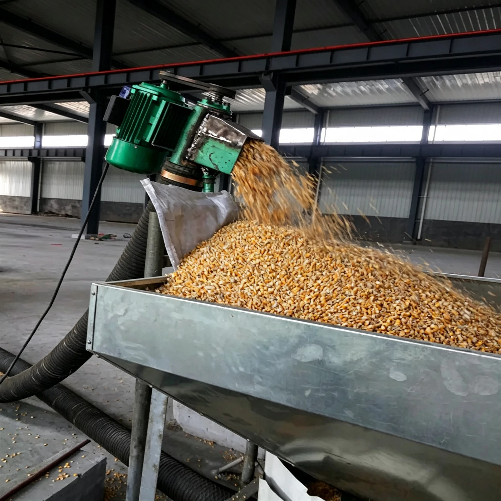 Flexible auger feeding system installed in a poultry house
