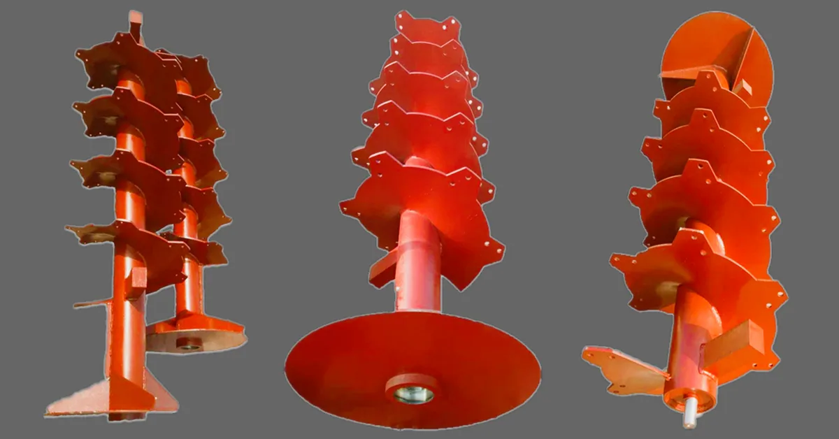 Custom auger screw assemblies produced for a bulk material handling project Custom auger screw assemblies produced for a bulk material handling project